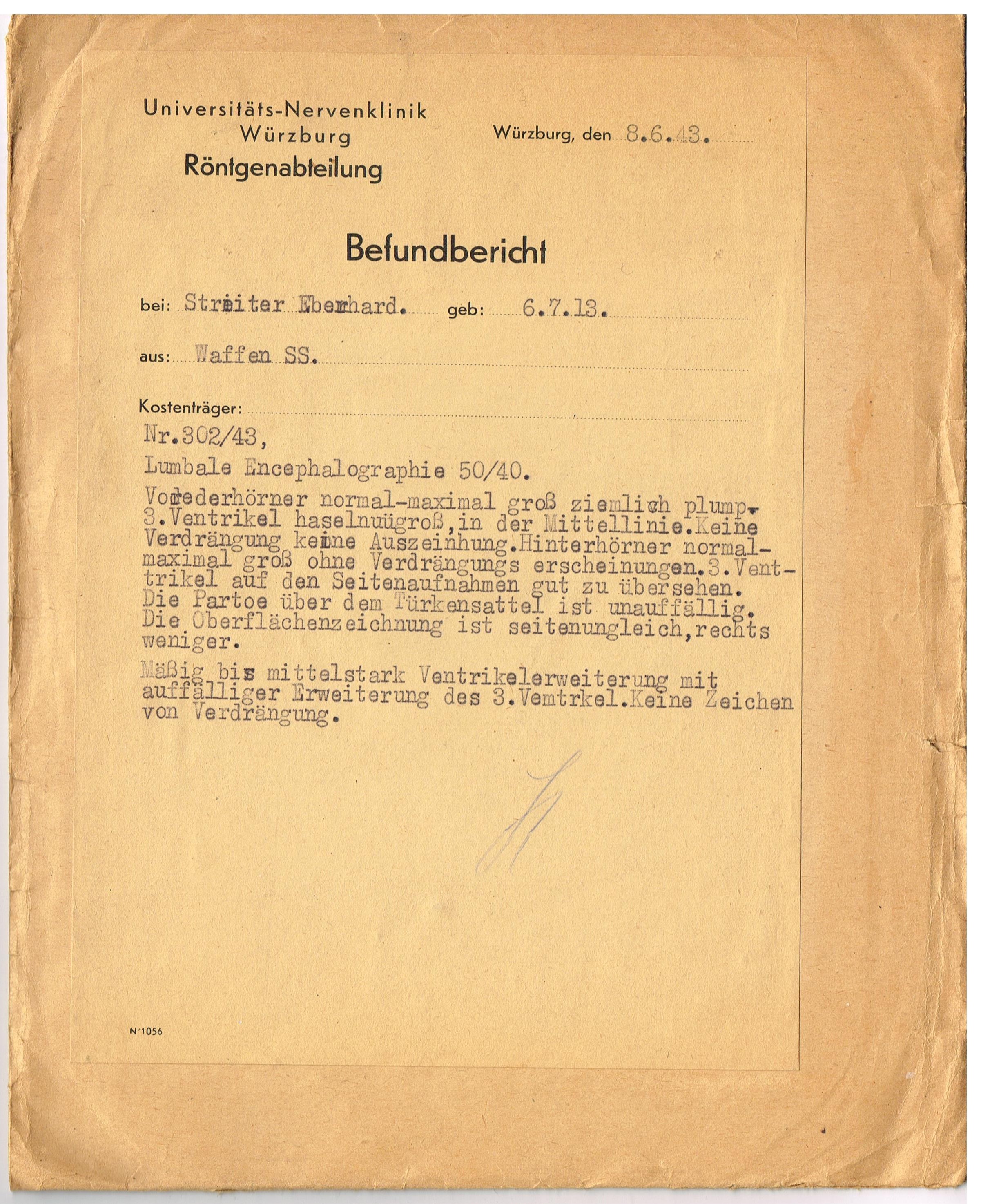 X-ray pictures Waffen-SS - Streiter Eberhard - 08.06.43